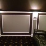 Home theater columns built like a real theater with lights to detail